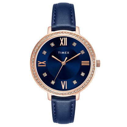 Timex Women Embellished Dial Leather Straps Analog Watch TWEL14712