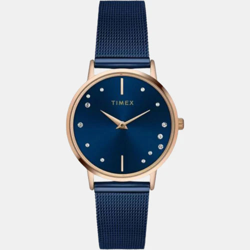 Timex Women's Blue Analog Leather Strap Watch TWEL15604