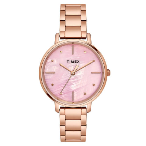 Timex Women Pink Round Analog Brass Dial Watch- TWEL15807 - Buy Now at Sai Creations Watches