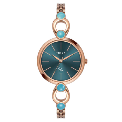 Timex Fria Women Teal Round Dial Analog Watch - TWEL18106