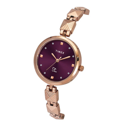 Timex Fria Women Burgundy Round Dial Analog Watch - TWEL18310