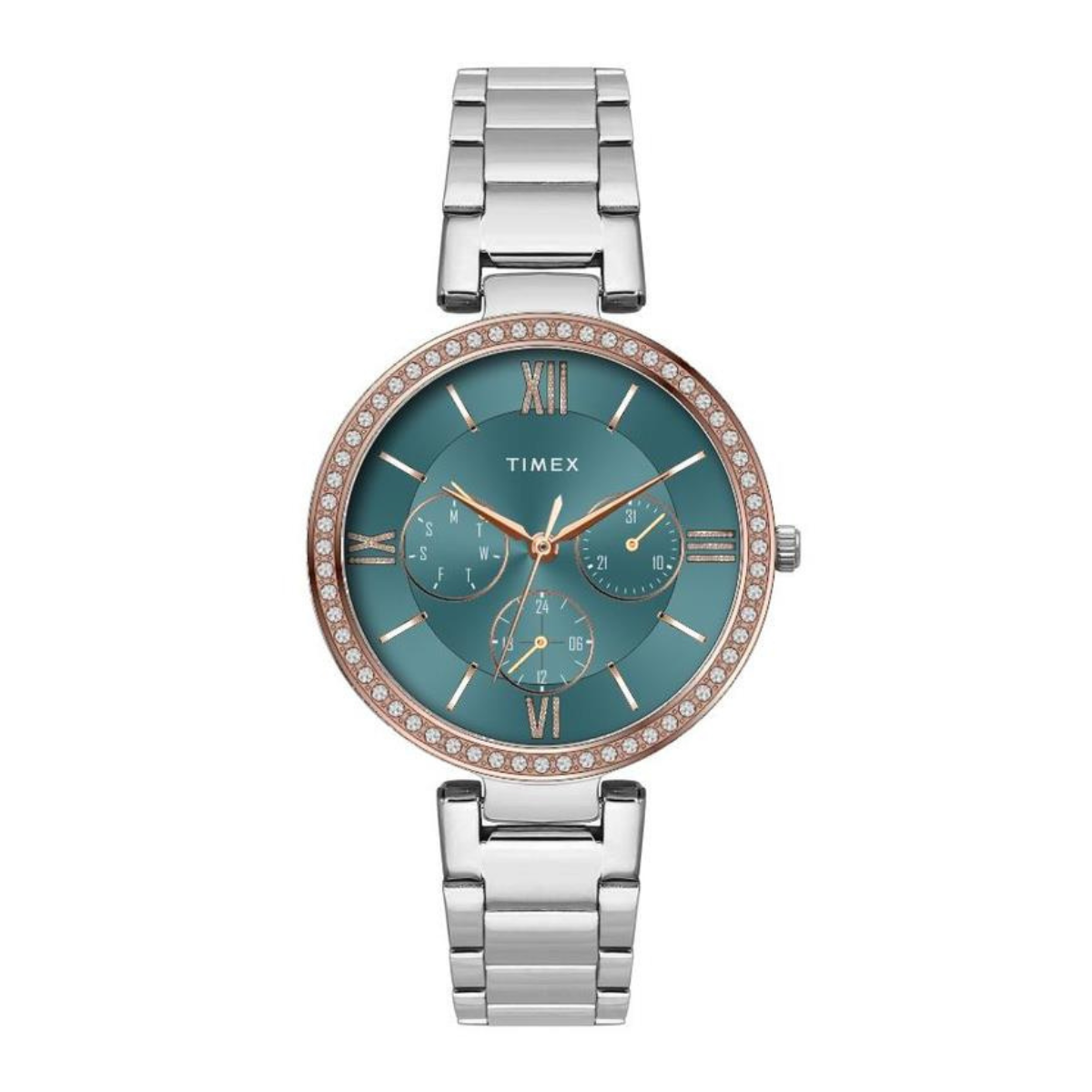 Timex Glitterati Dark Teal Dial with Roman Numbers Women's Astrological Watch - TWEL18706