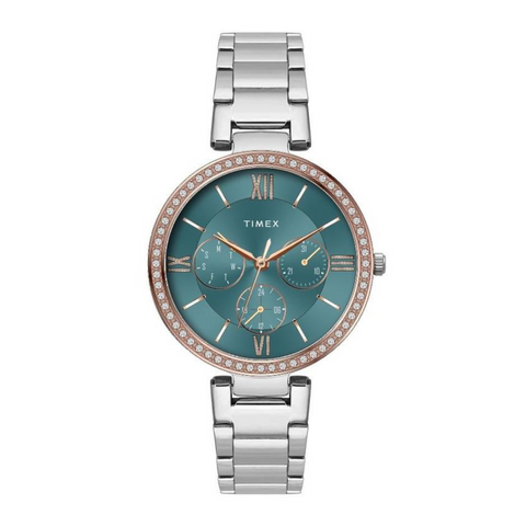 Timex Glitterati Dark Teal Dial with Roman Numbers Women's Astrological Watch - TWEL18706 - Buy Now at Sai Creations Watches