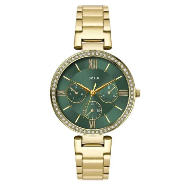 Timex Glitterati Green Dial with Roman Numbers Women's Astrological Watch - TWEL18708