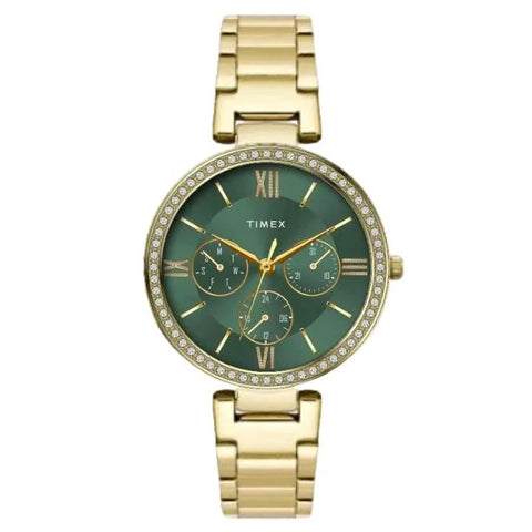 Timex Glitterati Green Dial with Roman Numbers Women's Astrological Watch - TWEL18708 - Buy Now at Sai Creations Watches