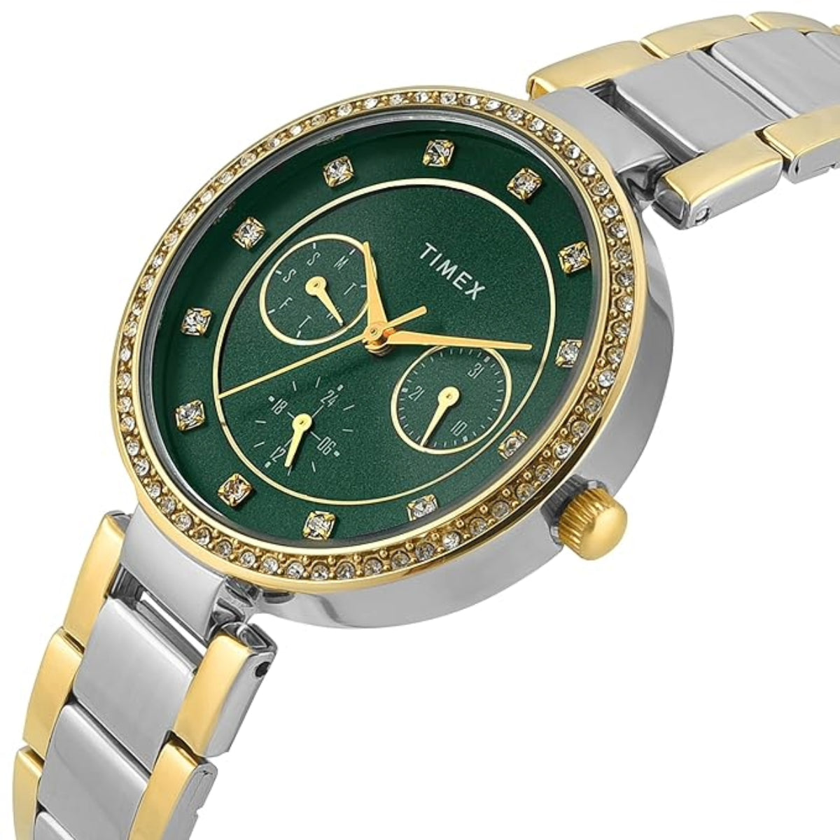 Timex Quartz Green Round Dial Analog Women's Watch - TWEL18710