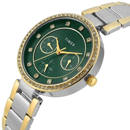 Timex Quartz Green Round Dial Analog Women's Watch - TWEL18710