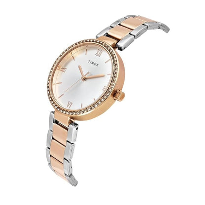 Timex Quartz Silver Round Dial Analog Women's Watch - TWEL18714