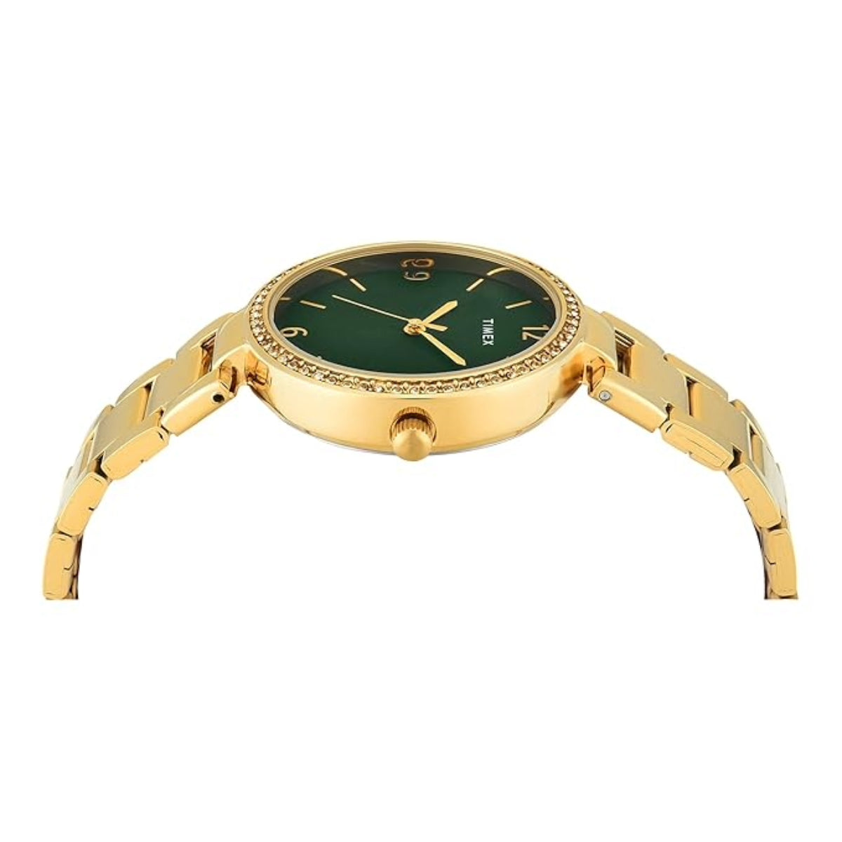 Timex Quartz Green Round Dial Analog Stainless Steel Women Watch TWEL18719