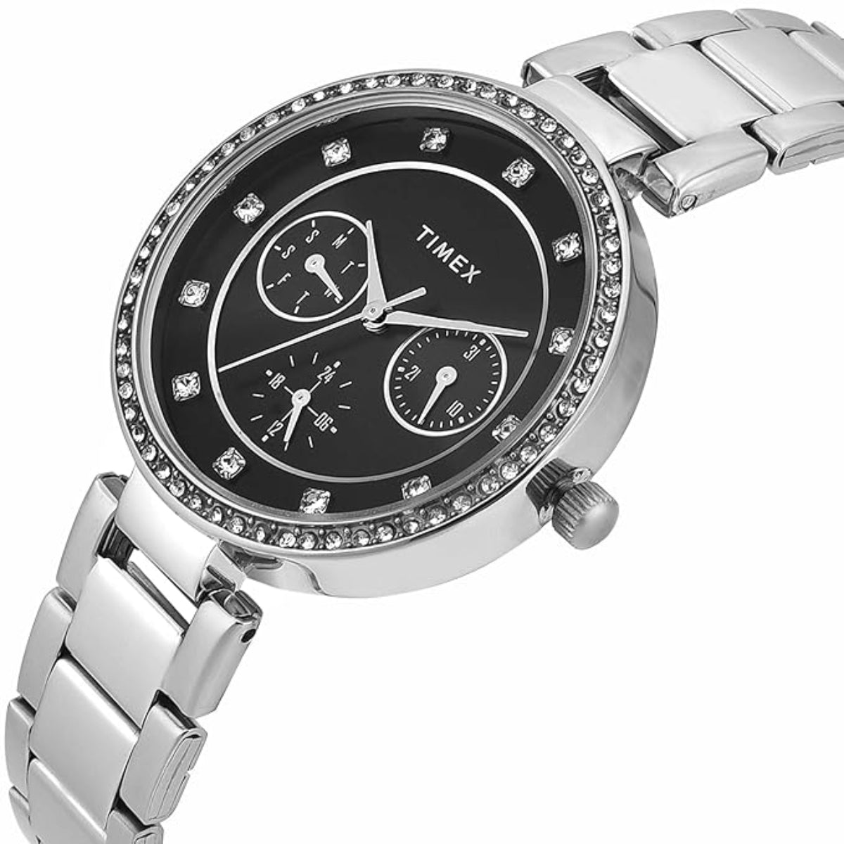 Timex Quartz Black Round Dial Analog Women Watch TWEL18728