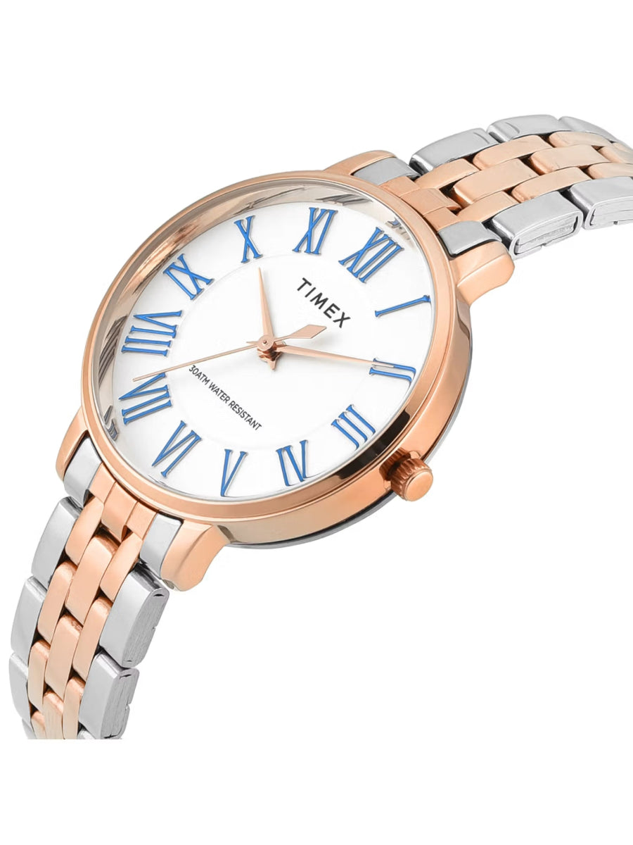 Timex Quartz White Dial with Roman Number Analog Women's Watch TWEL19109