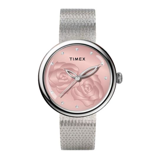 Timex Rosaline Pink Glossy Dial St steel Bracelet Analog Women's Watch - TWEL19300