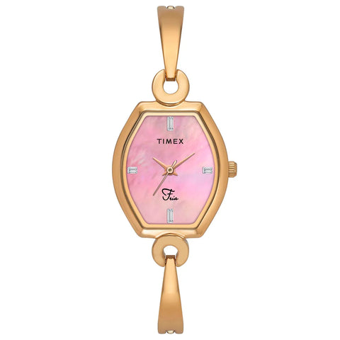 Timex Fria Women Mother of Pearl Pink Tonneau Dial Analog Watch - TWEL19702 - Buy Now at Sai Creations Watches