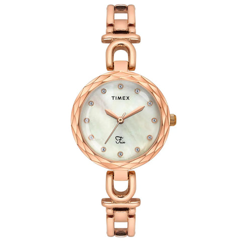 Timex Fria Women Mother of Pearl White Round Dial Analog Watch - TWEL19902 - Buy Now at Sai Creations Watches