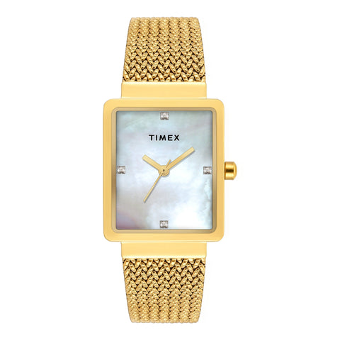 Timex Women Mother of Pearl Rectangle Dial Analog Watch - TWEL20703 - Buy Now at Sai Creations Watches