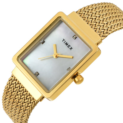 Timex Women Mother of Pearl Rectangle Dial Analog Watch - TWEL20703