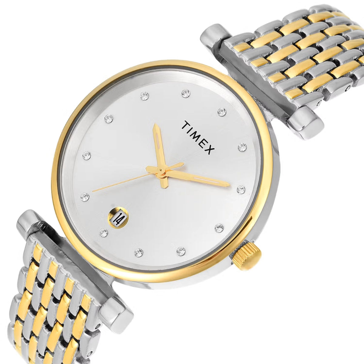 Timex Silver Round Dial Analog With Date Women's Watch TWEL21602