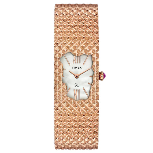 Timex Fria Women Mother of Pearl White Rectangle Dial Analog Watch - TWEL77702
