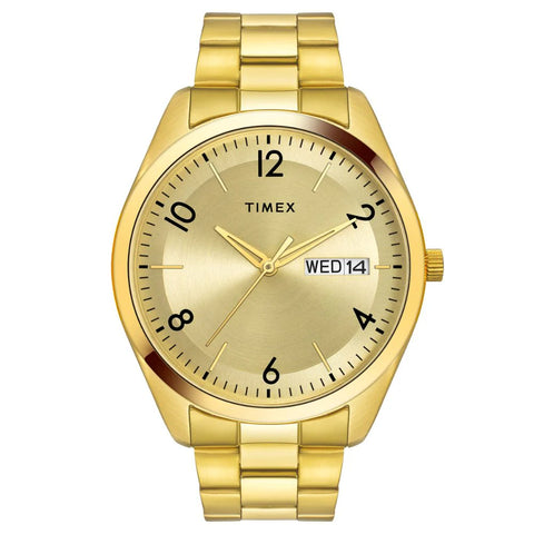 Timex Men Champagne Round Analog Brass Dial Watch- TWTG10403 - Buy Now at Sai Creations Watches