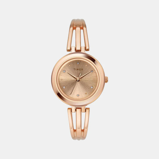 Timex Women's Rose Gold Dial Analog Brass Watch TWTL10305