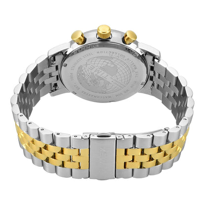 Two-tone silver and gold watch on a white background