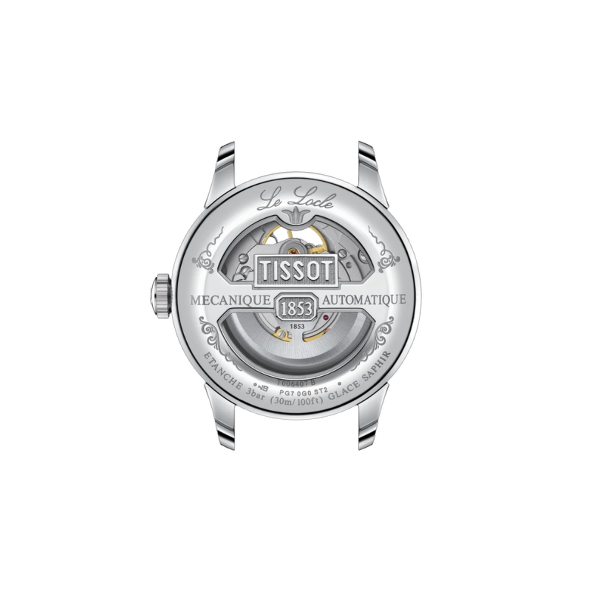 Tissot watch with visible brand logo on a white background