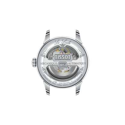 Silver Tissot watch on a white background