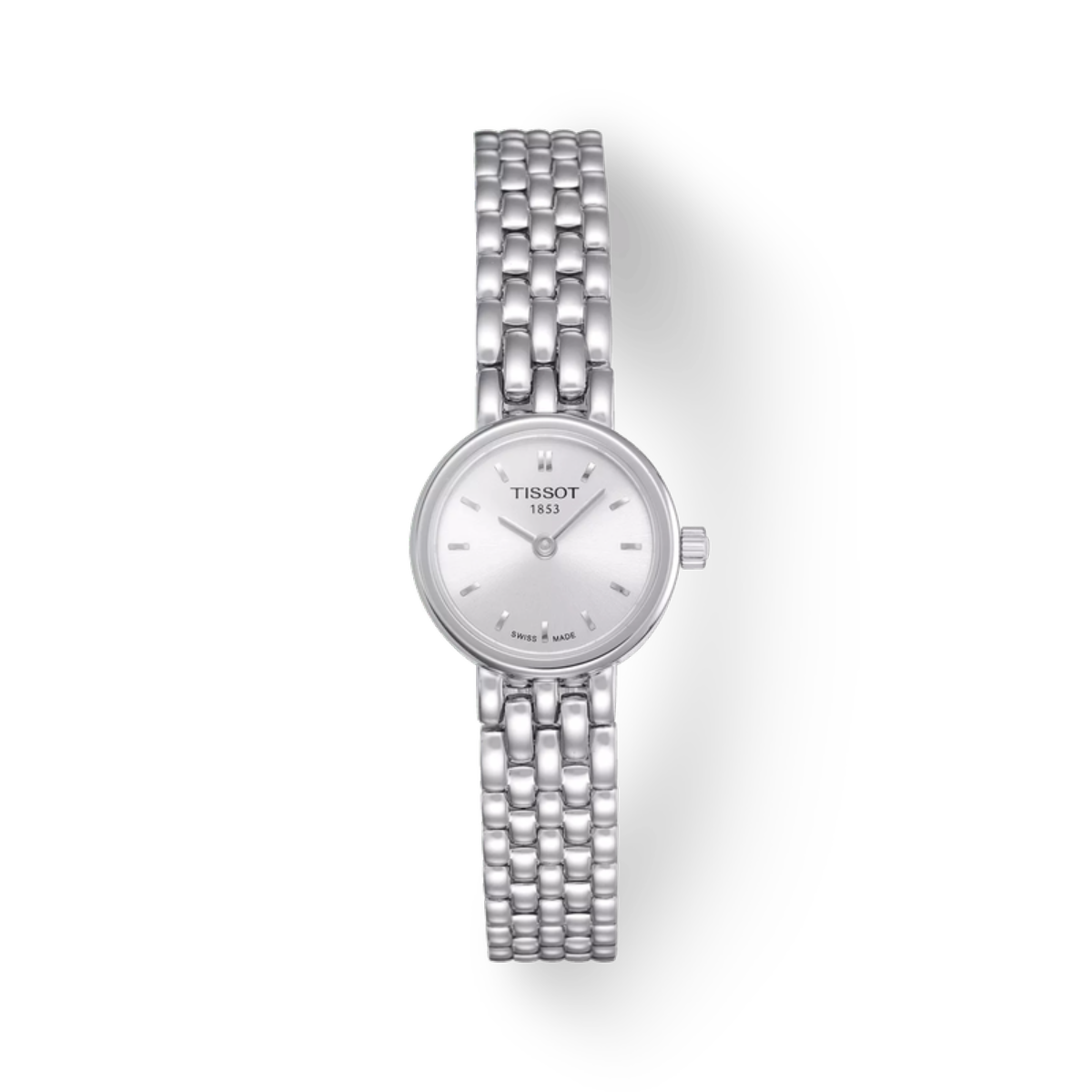 Silver Tissot watch on a white background