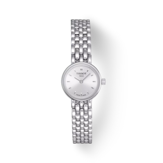 Silver Tissot watch on a white background