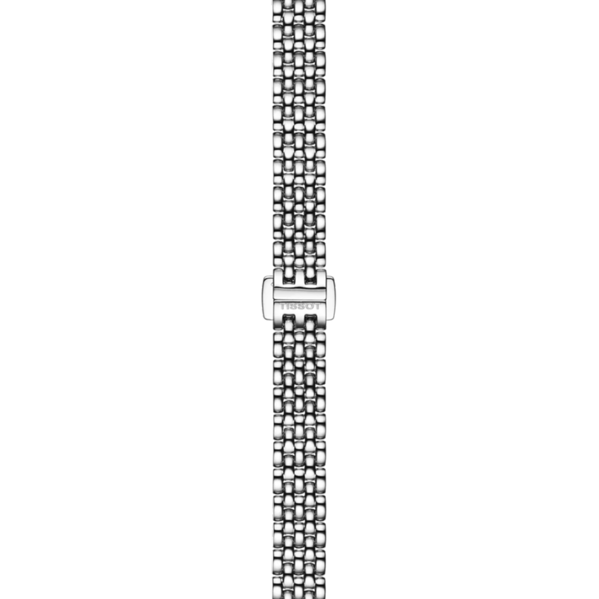 Silver watch strap on a white background