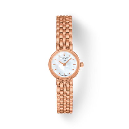 Rose gold Tissot watch on a white background