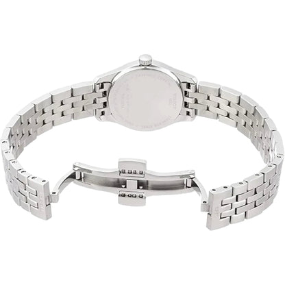Silver watch with metal bracelet on a white background