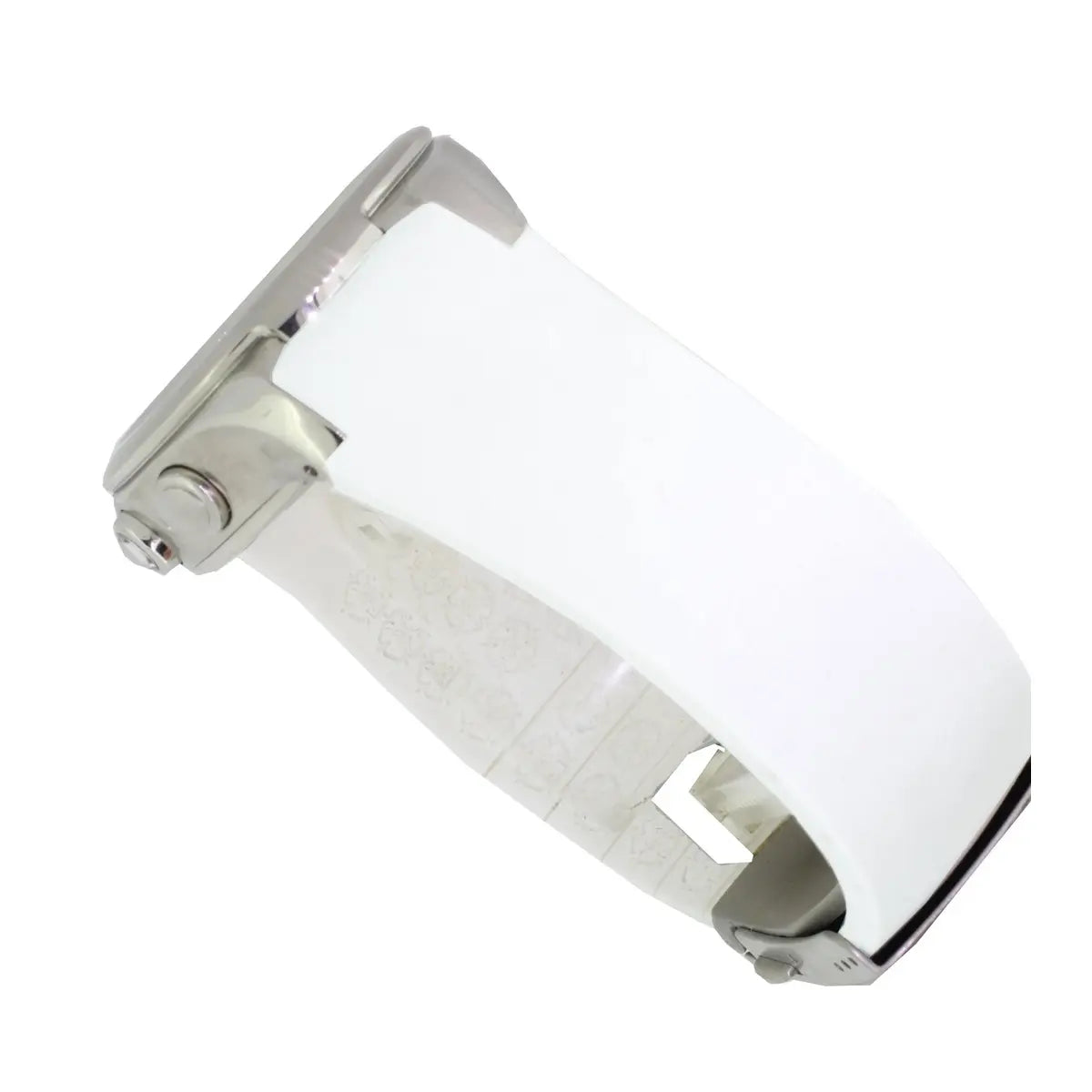 Chrome wall light fixture with a white glass cover on a white background