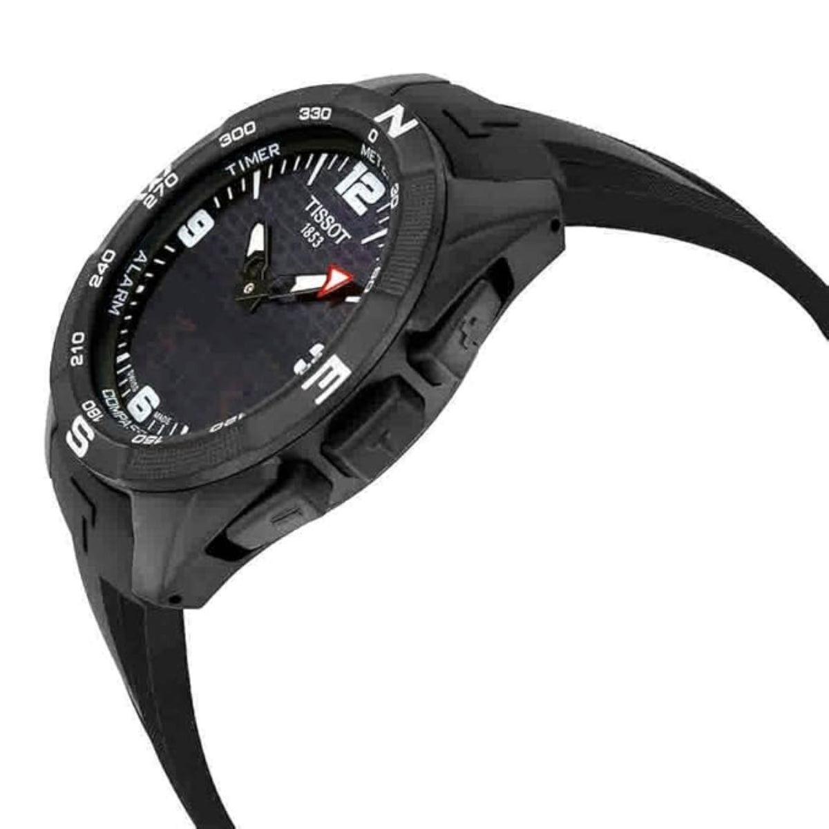 Black Tissot watch on a white background
