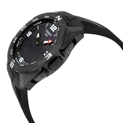 Black Tissot watch on a white background