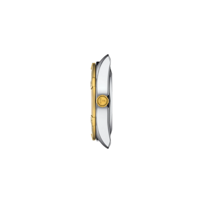 Gold and silver watch on a white background