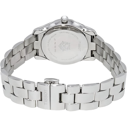 Silver Tissot watch on a white background