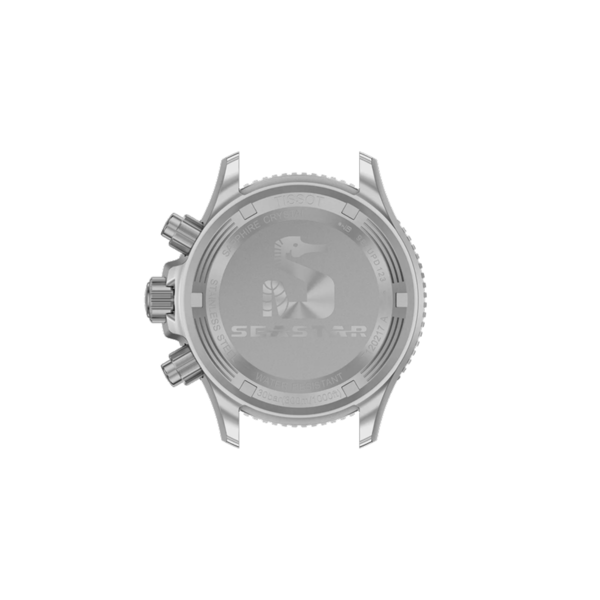 Silver watch with brand logo on a white background
