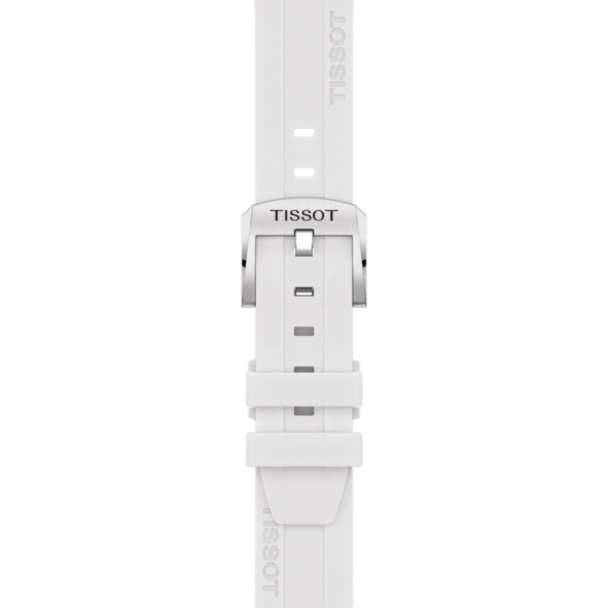 White Tissot watch strap on a white background