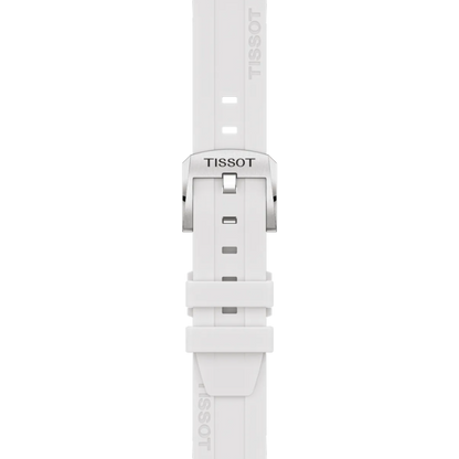White Tissot watch strap on a white background