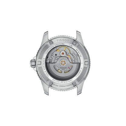 Tissot watch mechanism on a white background