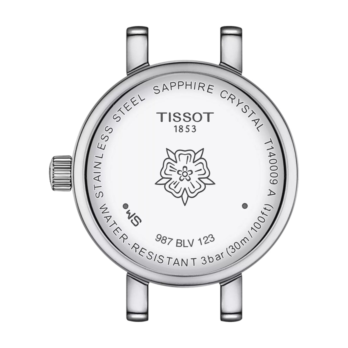 Tissot watch face with brand logo on a white background