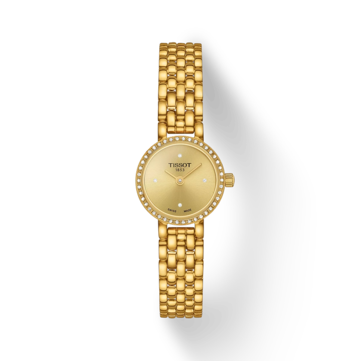 Gold Tissot watch on a white background
