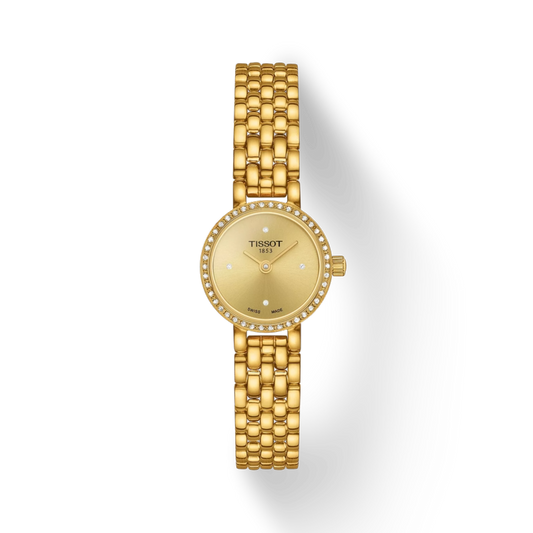 Gold Tissot watch on a white background
