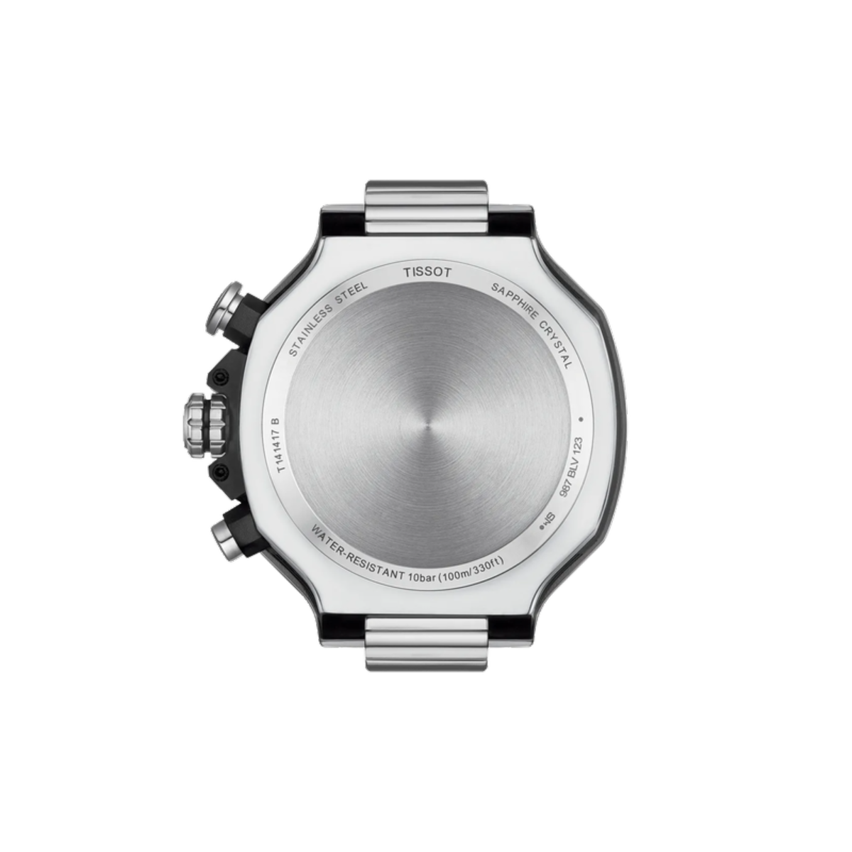 Silver Tissot watch on a white background