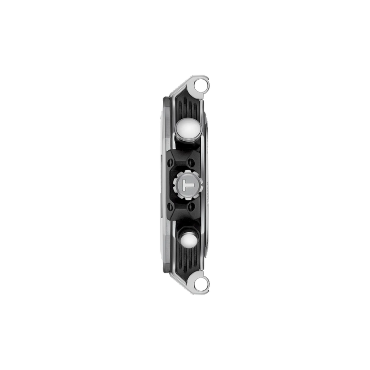 Metallic door handle on a white background