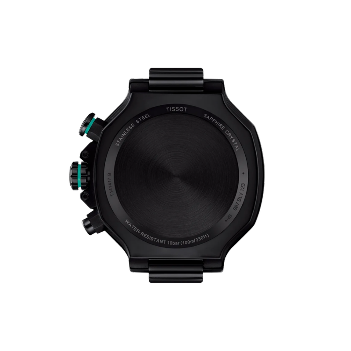 Black Tissot watch on a white background