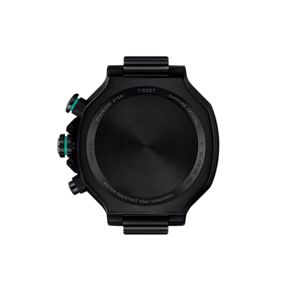 Black Tissot watch on a white background