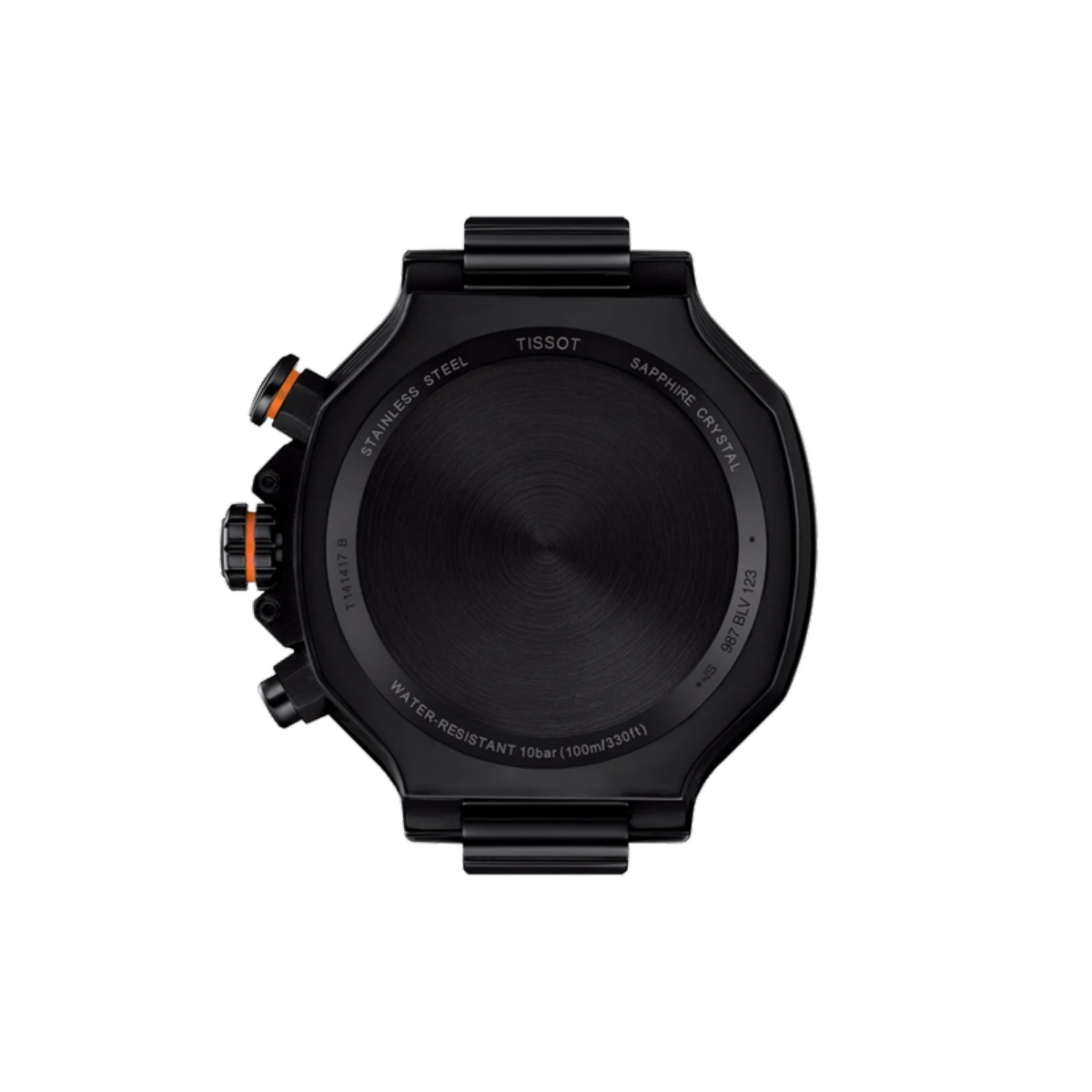 Black Tissot watch on a white background