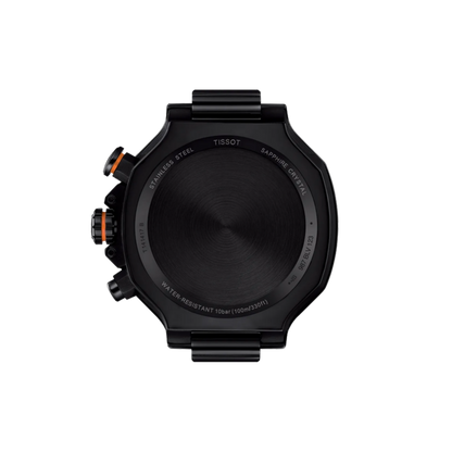 Black Tissot watch on a white background